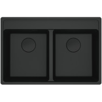 Мийка кухонна Franke Maris, фраграніт, прямокутник, без крила, 760х510х200мм, чаша - 2, врізна, MRG 620 TL, чорний матовий
