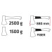 Verto 05G202 Сокира 2,5 кг, обух 1,5 кг, рукоятка зі скловолокна