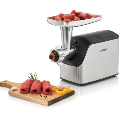 М'ясорубка Gorenje, 2200Вт, 2.2кг/хв, 2 решітки, насадка для ковбас, пластик/метал, чорн/нерж М'ясорубка Gorenje, 2200Вт, 2.2кг/хв, 2 решітки, насадка для ковбас, пластик/метал, чорн/нерж