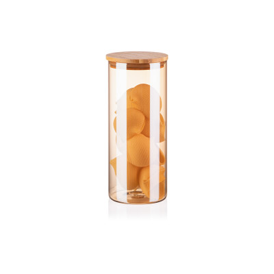 ARDESTO Банка для зберігання Golden Moon, кругла, 1000 мл, скло, бамбук