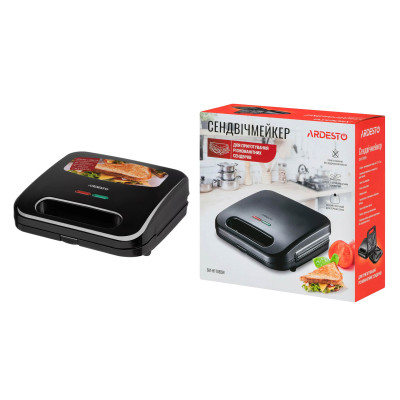 Сендвічмейкер Ardesto 700Вт, 1 пластина-сендвіч,корпус-пластик, чорний