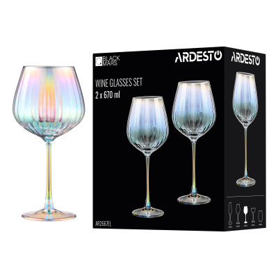 Набір келихів для вина ARDESTO Black Mars Zenith 670мл, 2шт, скло, прозорий Набір келихів для вина ARDESTO Black Mars Zenith 670мл, 2шт, скло, прозорий