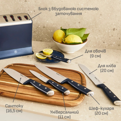 Набір ножів Tefal Ever Sharp Pro, 6 предметів, нержавіюча сталь, бакеліт, чорний Набір ножів Tefal Ever Sharp Pro, 6 предметів, нержавіюча сталь, бакеліт, чорний