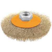 Щітка дискова Tolsen Профі, рифлений дріт 0.3мм, 100мм, різьблення M14 Щітка дискова Tolsen Профі, рифлений дріт 0.3мм, 100мм, різьблення M14