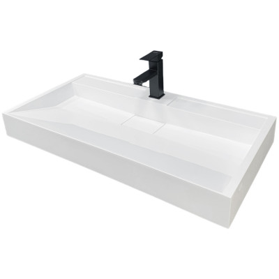 Раковина, умивальник Adamant VISION, штучний камінь, прямокут., з отвором для змішувача, без переливу, 1000х455х110мм, накладний, білий Раковина, умивальник Adamant VISION, штучний камінь, прямокут., з отвором для змішувача, без переливу, 1000х455х110мм, накладний, білий