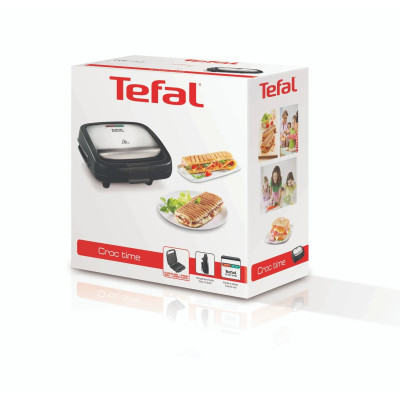 Сендвічмейкер Tefal Croc Time 700Вт, 1 пластина-гриль, корпус-пластик, чорно-сріблястий
