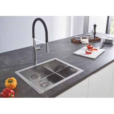 Мийка кухонна Grohe K700, нерж.сталь, квадрат., без крила, 464x464x200мм, чаша - 1, уніврсальна, матова нержавіюча сталь