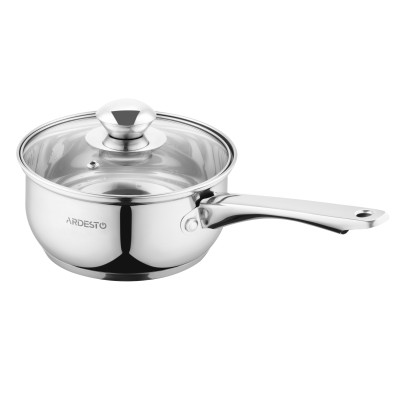 Ківш зі скляною кришкою Ardesto Gemini Gourmet Spoleto, 1.4л, нержавіюча сталь AR1914GSS