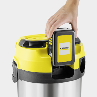Пылесос профессиональный аккумуляторный Karcher WD 3-18 S V-17/20 18В 110мБар контейнер 17л без АКБ и ЗП Пылесос профессиональный аккумуляторный Karcher WD 3-18 S V-17/20 18В 110мБар контейнер 17л без АКБ и ЗП