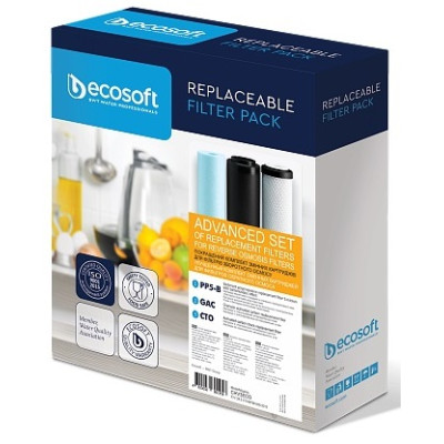Комплект картриджів Ecosoft 1-2-3 покращений (2 вугільних картриджа+поліпропілен) Комплект картриджів Ecosoft 1-2-3 покращений (2 вугільних картриджа+поліпропілен)