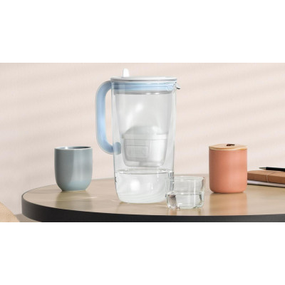 Фільтр-глечик Brita Glass Jug One скляний 2.5л (1.7л очищеної води) з фільтр-картриджем, синій