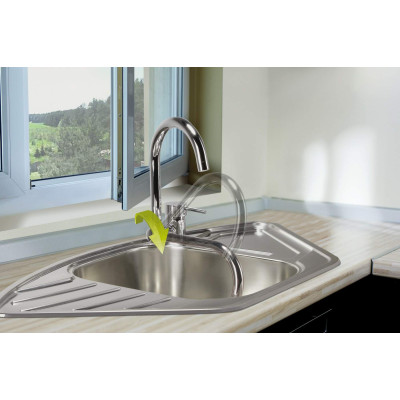 Змішувач для кухні Deante Aster, довж.виливу - 184мм, складний, 1важіль, хром Змішувач для кухні Deante Aster, довж.виливу - 184мм, складний, 1важіль, хром