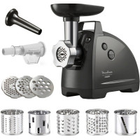 М'ясорубка Tefal HVB Plus, 2000Вт, 2.6кг/хв, 3 решітки, насадка для ковбас, кеббе, томатів, 5 терок, пластик/метал, чорний М'ясорубка Tefal HVB Plus, 2000Вт, 2.6кг/хв, 3 решітки, насадка для ковбас, кеббе, томатів, 5 терок, пластик/метал, чорний