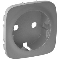 Лицьова панель силової розетки Schuko Legrand Valena ALLURE, IN*MATIC, алюміній