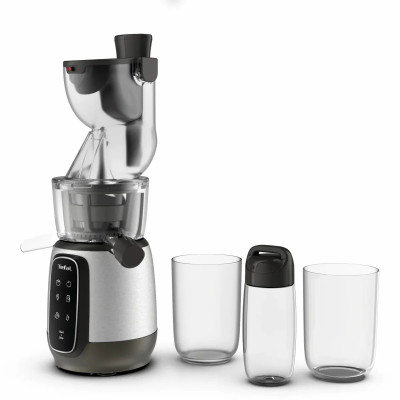 Соковитискач Tefal Ultra Juice шнековий 200Вт, чаша-6л, жмих-0.8л, пластик, сріблясто-чорний Соковитискач Tefal Ultra Juice шнековий 200Вт, чаша-6л, жмих-0.8л, пластик, сріблясто-чорний