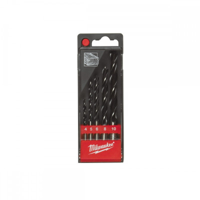 Набір свердел по дереву Milwaukee, 4-10мм, кейс, 5шт Набір свердел по дереву Milwaukee, 4-10мм, кейс, 5шт