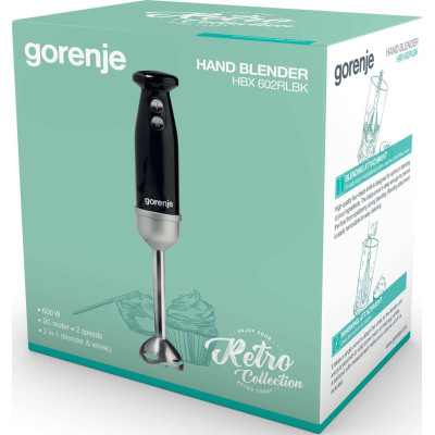 Блендер Gorenje заглибний 600Вт, 3в1, чаша-600мл, чорний (HBX602RLBK)