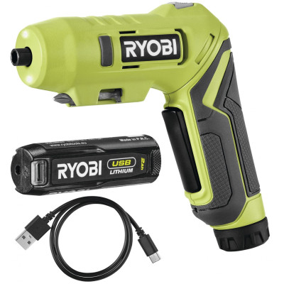 Викрутка акумуляторна Ryobi USB Lithium RSDP4-120G 4В 1х2А·год 5Нм 200об/хв поворотне руків'я 0.35кг Викрутка акумуляторна Ryobi USB Lithium RSDP4-120G 4В 1х2А·год 5Нм 200об/хв поворотне руків'я 0.35кг