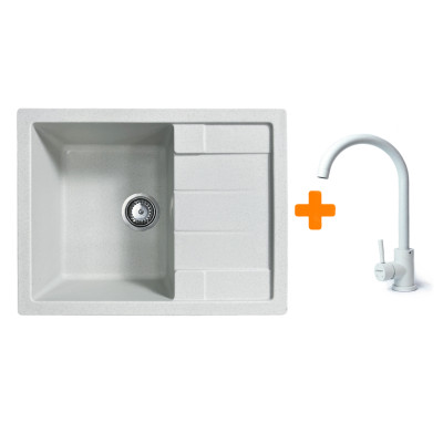 Набір кухонний Adamant Anila, штучний камінь, прямокут., з крилом, 645х495х200мм, чаша - 1, врізна, Old stone + змішувач Набір кухонний Adamant Anila, штучний камінь, прямокут., з крилом, 645х495х200мм, чаша - 1, врізна, Old stone + змішувач