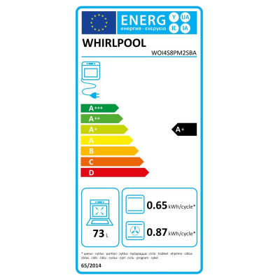 Духова шафа Whirlpool електрична, 73л, A+, дисплей, конвекція, телескопічні напрямні, чорний