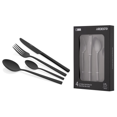 ARDESTO Набір столових приборів Black Mars Favola 4 пр., чорний, нержавіюча сталь ARDESTO Набір столових приборів Black Mars Favola 4 пр., чорний, нержавіюча сталь