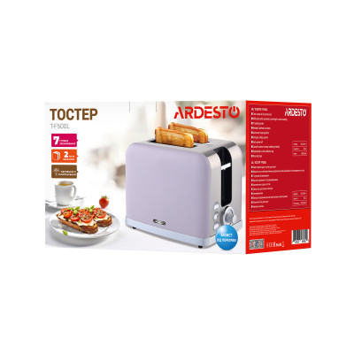 ARDESTO Тостер T-F500L, 800Вт, метал, 2 слоти, ліловий+сріблястий ARDESTO Тостер T-F500L, 800Вт, метал, 2 слоти, ліловий+сріблястий