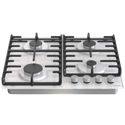 Варильна поверхня Gorenje газова на склі, 60см, чавун, білий