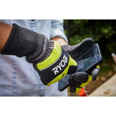 Ryobi Рукавички робочі RAC258M, козяча шкіра, захист від порізів, р.M, чорно-жовтий