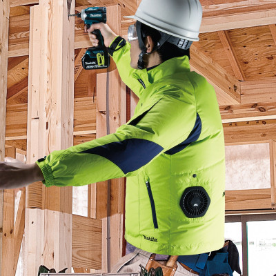 Куртка акумуляторна Makita LXT/CXT, 10.8-18В, з вентиляцією, поліестер, розміт M, зелений, 0.43кг