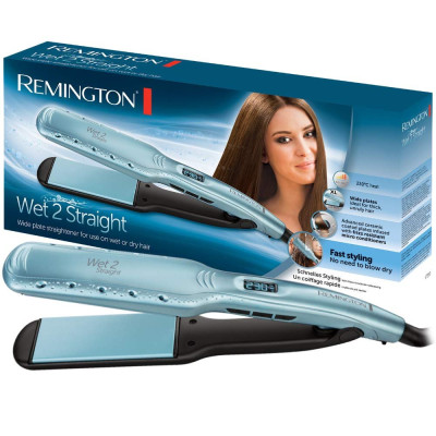 Випрямляч Remington Wet 2 Straight, 62Вт, темп.режимів-10, 140-230С, дисплей, кераміка, блакитний Випрямляч Remington Wet 2 Straight, 62Вт, темп.режимів-10, 140-230С, дисплей, кераміка, блакитний