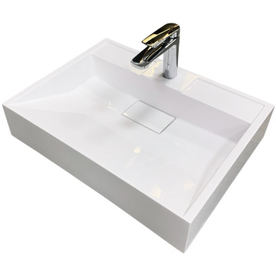 Раковина, умивальник Adamant VISION, штучний камінь, прямокут., з отвором для змішувача, без переливу, 500х380х110мм, накладний, білий Раковина, умивальник Adamant VISION, штучний камінь, прямокут., з отвором для змішувача, без переливу, 500х380х110мм, накладний, білий