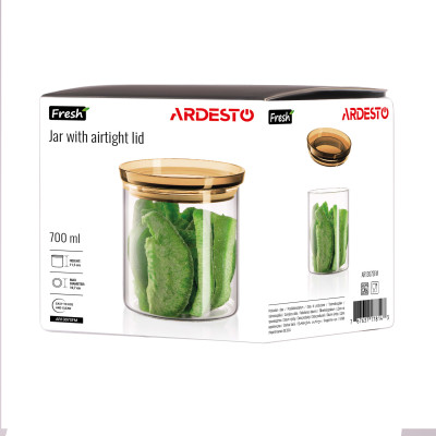 Банка для зберігання ARDESTO Fresh 700мл, скло, пластик, прозорий Банка для зберігання ARDESTO Fresh 700мл, скло, пластик, прозорий