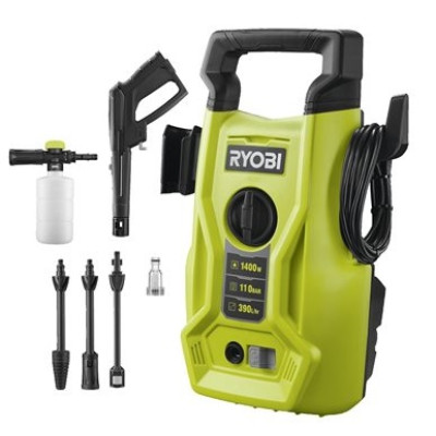 Мінімийка високого тиску Ryobi RY110PWA, 1400Вт, 110Бар, 390л/год, шланг 5м, 5.6кг (5133005365)