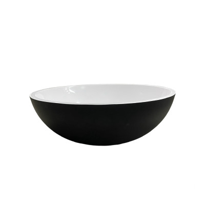 Раковина, умивальник Adamant KREIS, штучний камінь, кругла, без отвору для змішувача та переливу, 420х150мм, накладний, чорно-білий