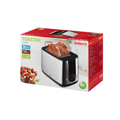 Тостер Ardesto Steel Collection 800Вт, метал/пластик, сріблясто- чорний (T-K200)