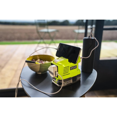 Инвертор напряжения аккумуляторный Ryobi ONE+ RY18BI150A-0, 220 Вольт, 150Вт/300Вт пиковая, (без АКБ и ЗУ)