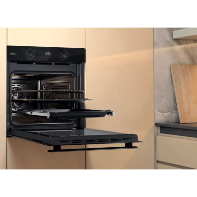 Духова шафа Whirlpool електрична, 71л, A+, дисплей, конвекція, телескопічні напрямні, пара, чорний