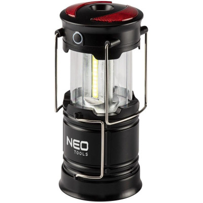 Neo Tools Ліхтар кемпінговий на батарейках, ААх3, 200лм, 3Вт, 3 функції освітлення, 3 магніти в підставці, червоне сигнальне світло