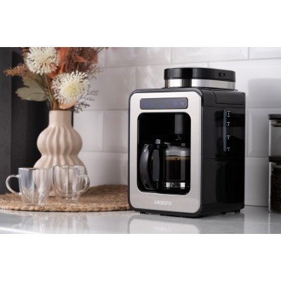 Кавоварка ARDESTO Steel Collection крапельна 0.5л, зерно + мелена, дисплей, сріблясто-чорний