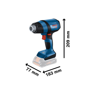 Фен будівельний акумуляторний Bosch Professional GHG 18V-50 18В 300/500°C 175 л/хв 0.59кг без АКБ та ЗП