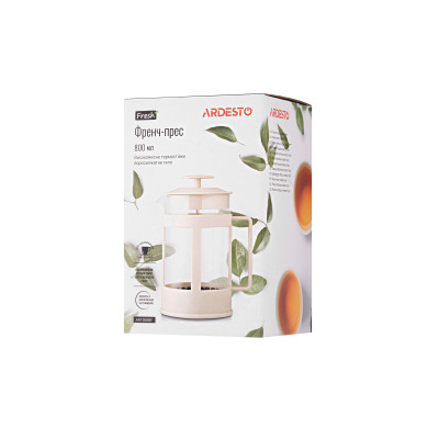 ARDESTO Френч-прес Fresh, 800 мл, бежевий, пластик, скло ARDESTO Френч-прес Fresh, 800 мл, бежевий, пластик, скло