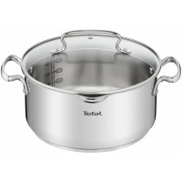 Каструля Tefal DUETTO+, 5л, з кришкою, нержавіюча сталь, скло