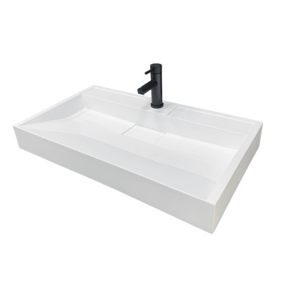 Раковина, умивальник Adamant VISION, штучний камінь, прямокут., з отвором для змішувача, без переливу, 800х455х110мм, накладний, білий