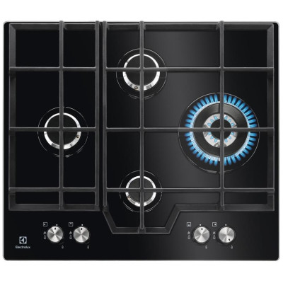 Варильна поверхня Electrolux газова на склі, 60см, чавун, чорний