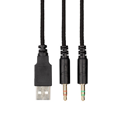Гарнитура игровая 2E GAMING HG340, mini-jack/dual 3.5mm, RGB, 2м, черный (2E-HG340BK)