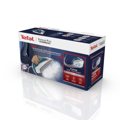 Праска Tefal Easygliss Plus, 2500Вт, 270мл, паровий удар -195гр, постійна пара - 45гр, керам. підошва, біло-блакитний Праска Tefal Easygliss Plus, 2500Вт, 270мл, паровий удар -195гр, постійна пара - 45гр, керам. підошва, біло-блакитний
