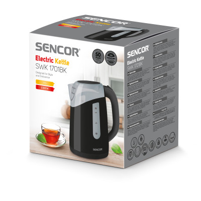 Електрочайник Sencor 1.7л, Strix, пластик, чорний