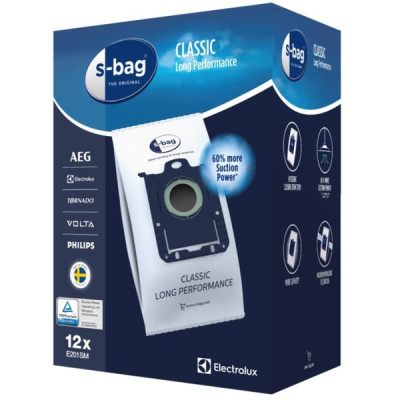 Мішки для пилососів Electrolux S-Bag Classic Long Performance синтетичні 3.5л, 12шт, ароматизатор для пилососів