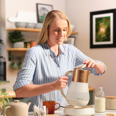 Електрочайник Russell Hobbs Calm, 1.7л, скло, біло-мідний