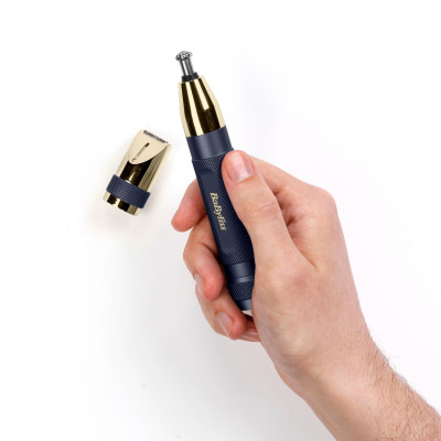 Тример Babyliss Diamond Precision, для брів, вусів, носа та вух, 1хАА, насадок-3, чохол, сталь, синій Тример Babyliss Diamond Precision, для брів, вусів, носа та вух, 1хАА, насадок-3, чохол, сталь, синій